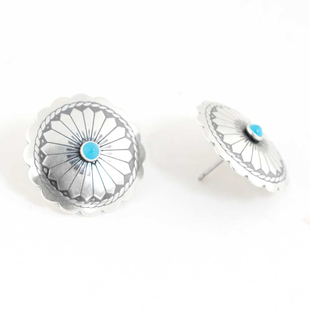 Medium Sterling Silver Flower Concho Earring w/ Turquoise Stone WOMEN - Accessories - Jewelry - Earrings Sunwest Silver   