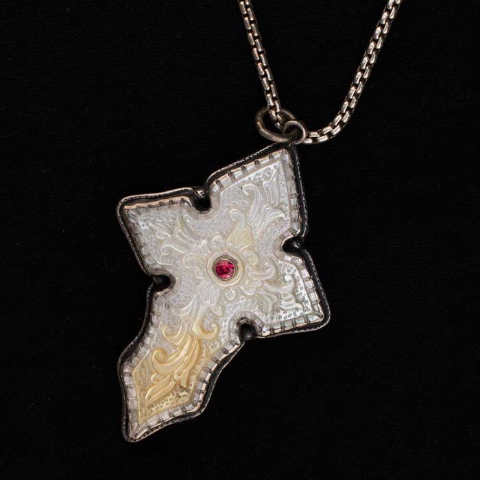Comstock Heritage Carved Mother of Pearl Cross Necklace WOMEN - Accessories - Jewelry - Necklaces Comstock Heritage   