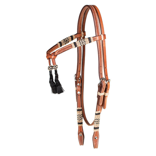 Teskey's Cross Over Browband Headstall w/Tassel Tack - Headstalls Teskey's Light Oil