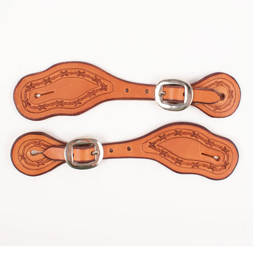 Teskey's Woman's Barbwire Border Spur Straps Tack - Spur Straps Teskey's Medium oil  