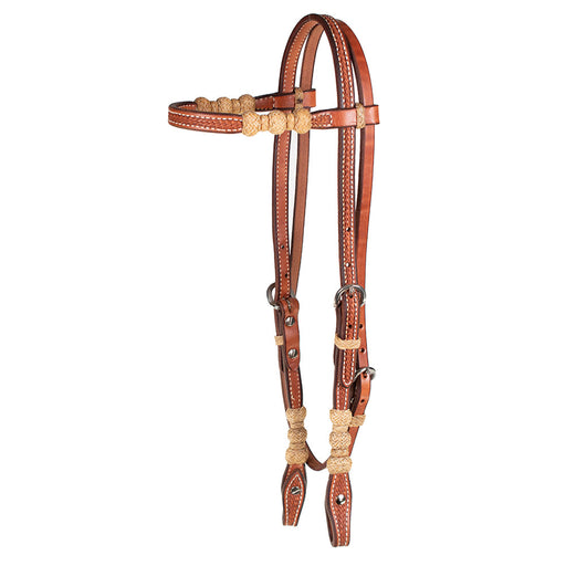 Teskey's Basket Stamped Browband Headstall w/Natural Rawhide Tack - Headstalls Teskey's Light Oil