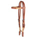 Teskey's Basket Stamped Browband Headstall w/Natural Rawhide Tack - Headstalls Teskey's Light Oil