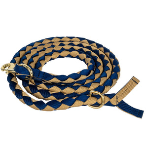Braided Loping Lead Tack - Halters & Leads - Leads Mustang Navy/Tan  