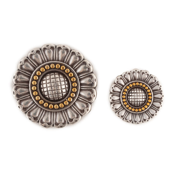 Antique Silver Sunflower Concho Tack - Conchos & Hardware MISC Chicago Screw 1" 