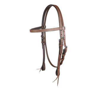 Teskey's Western Double Stitched Browband Headstall Tack - Headstalls Teskey's Oily Russet  