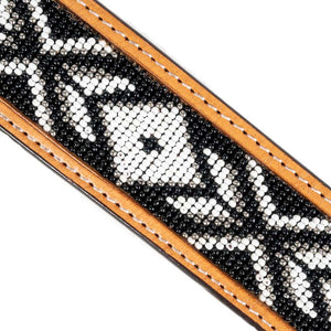 Sundown Aztec Black & White Hand Beaded Belt MEN - Accessories - Belts & Suspenders Beddo Mountain Leather Goods   