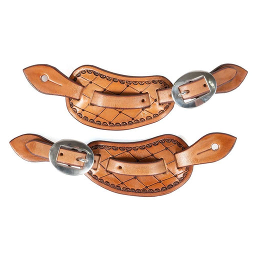 Teskey's Diamond Tooled Spur Straps Tack - Spur Straps Teskey's   