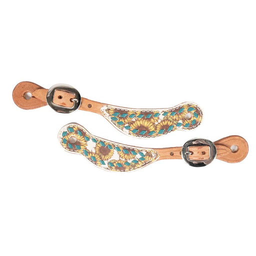 Teskey's Youth Sunflower Spur Straps w/Buckstitch Tack - Spur Straps Teskey's