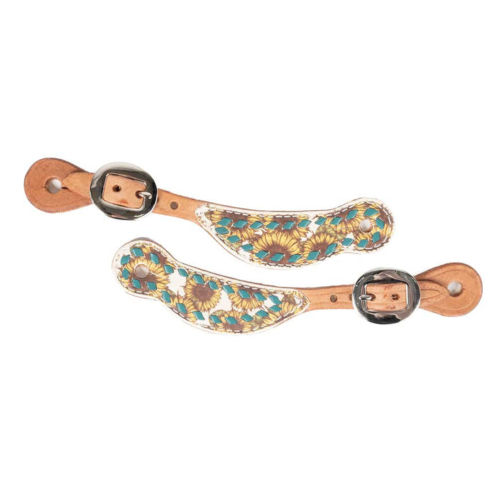 Teskey's Youth Sunflower Spur Straps w/Buckstitch Tack - Spur Straps Teskey's