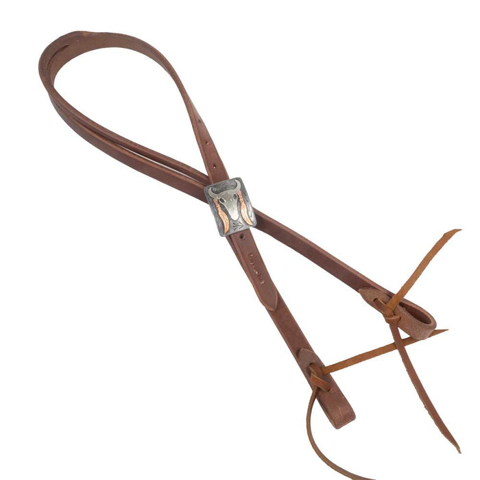 Cowperson Tack 3/4" Slit Ear Headstall w/Longhorn Buckle Tack - Headstalls Cowperson Tack