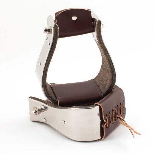Partrade Open Range 3-1/4" Stainless Steel Covered Wooden Stirrups Tack - Saddle Accessories Partrade