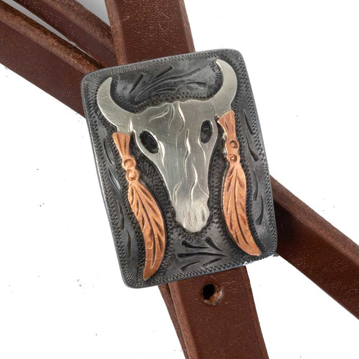 Cowperson Tack 3/4" Slit Ear Headstall w/Longhorn Buckle Tack - Headstalls Cowperson Tack
