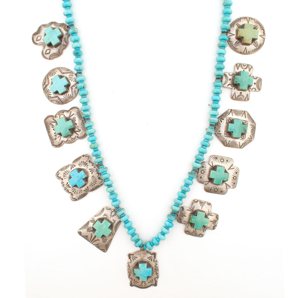 Turquoise Beaded Necklace with Silver Pendants WOMEN - Accessories - Jewelry ELEGANT RANCH   