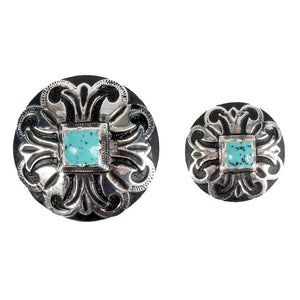 Black & Silver Concho with Turquoise Stone Tack - Conchos & Hardware - Conchos MISC   