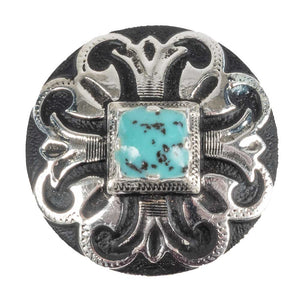 Black & Silver Concho with Turquoise Stone Tack - Conchos & Hardware - Conchos MISC 1" Chicago Screw 