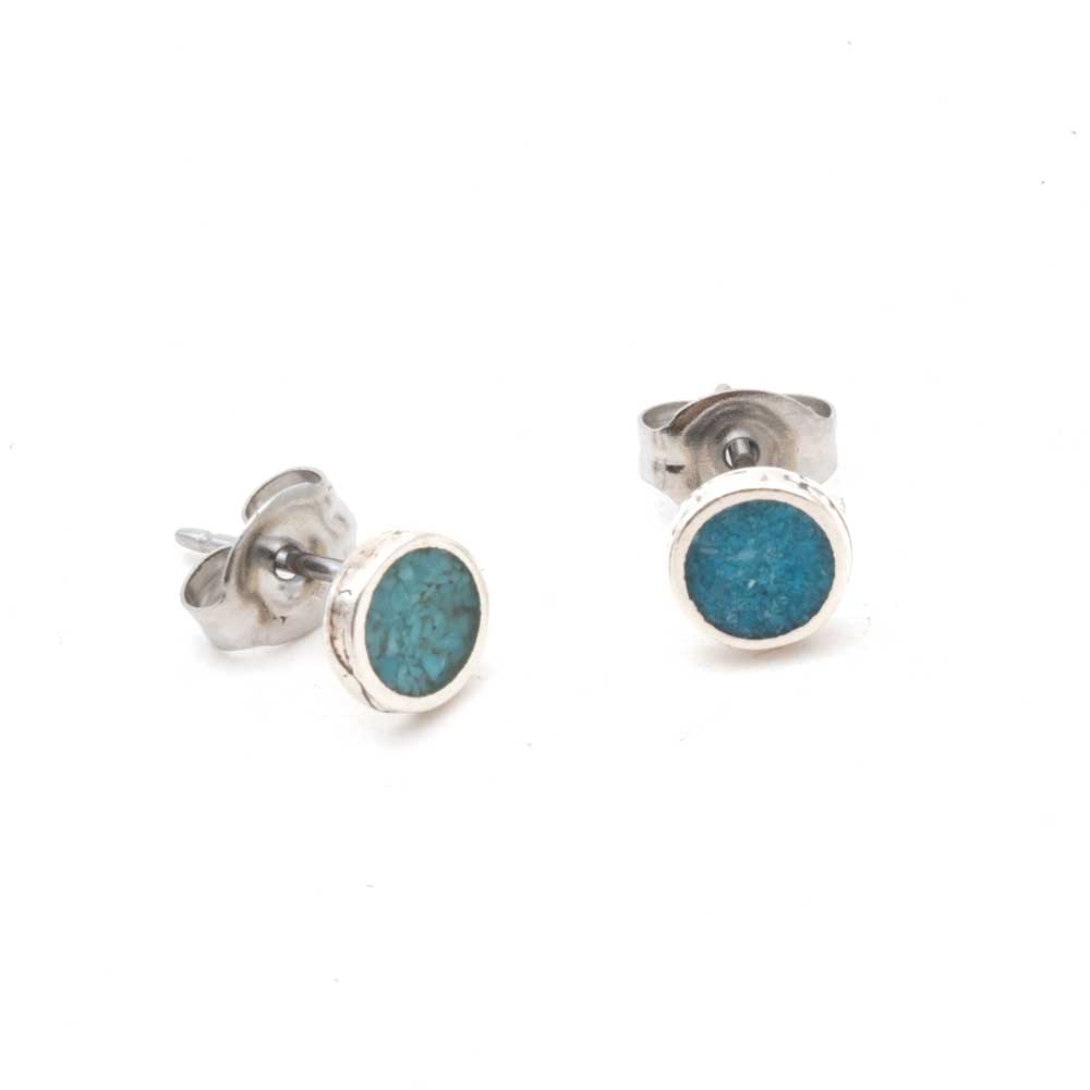 Round Turquoise Inlay Stud WOMEN - Accessories - Jewelry - Earrings Sunwest Silver   