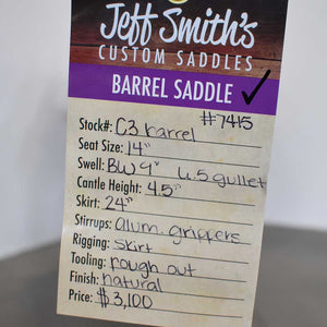 14" JEFF SMITH C3 BARREL SADDLE Saddles Jeff Smith   