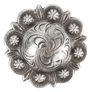 Antique Silver Floral Engraved Berry Concho Tack - Conchos & Hardware - Conchos MISC Chicago Screw  