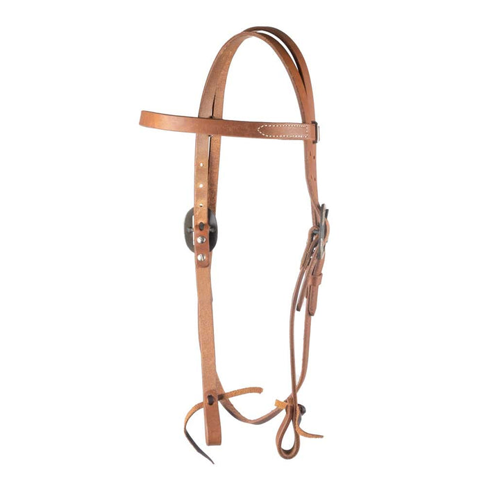 Teskey's Browband Headstall w/Round Rust Buckles Tack - Headstalls Teskey's