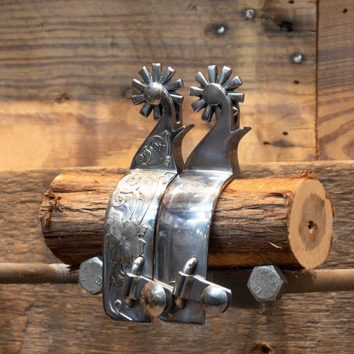 Brian Strange Silver Mounted Spurs 10 pt Rowels Tack - Spurs Brian Strange