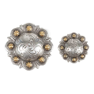 Antique with Gold Dots Floral Concho Tack - Conchos & Hardware - Conchos MISC   