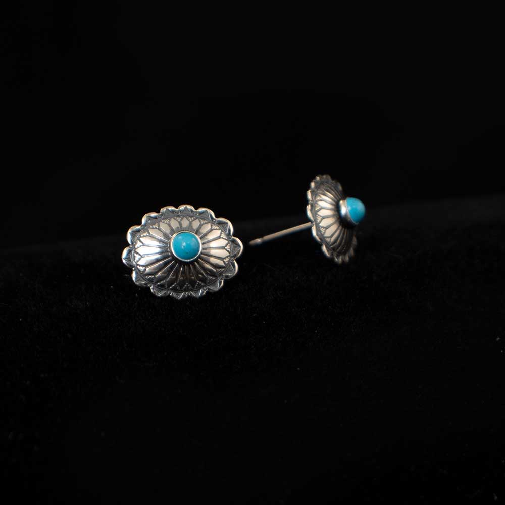 Alo Sterling Silver & Turquoise Small Stamped Oval Earrings WOMEN - Accessories - Jewelry - Earrings Sunwest Silver   
