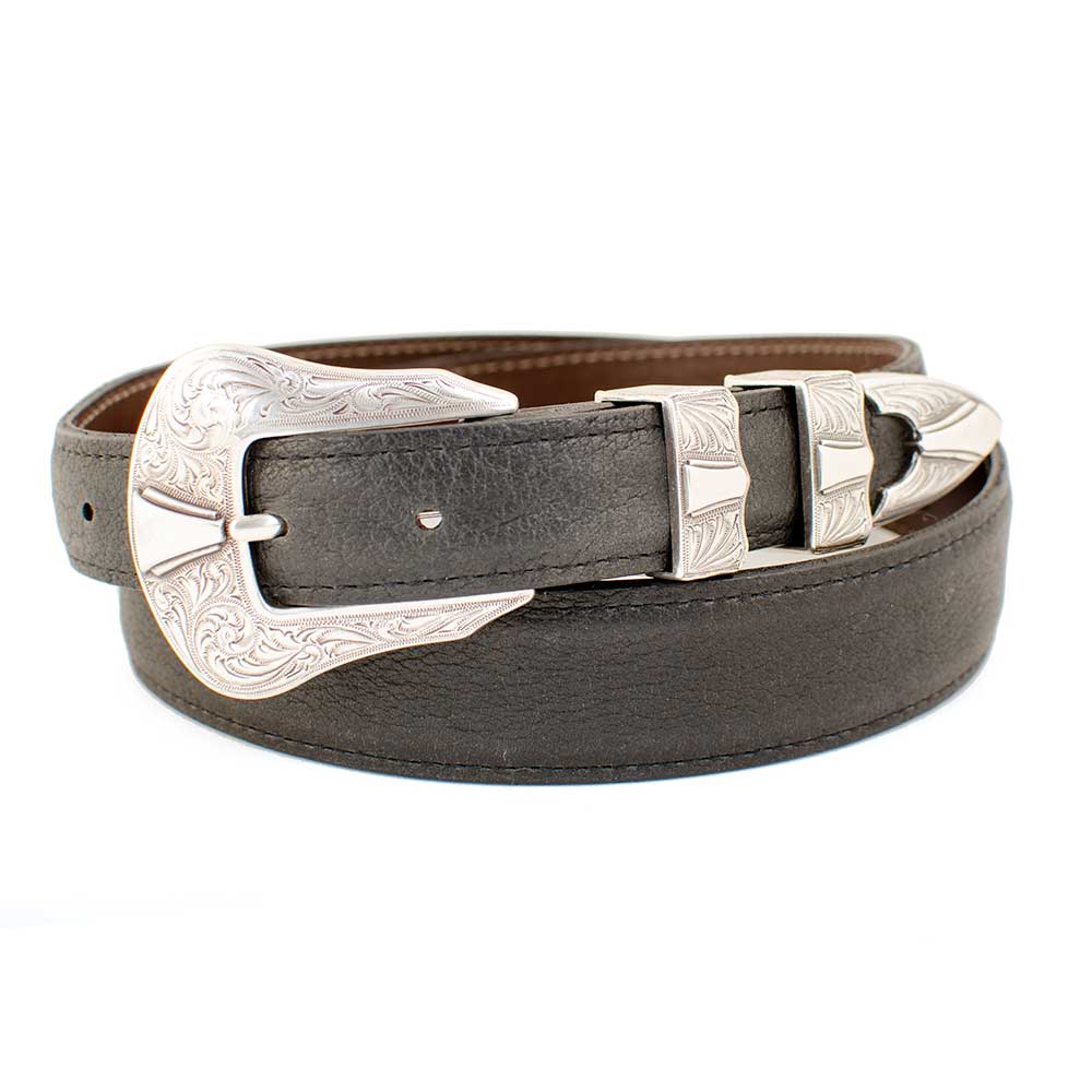 1 1/4" American Bison Leather Belt MEN - Accessories - Belts & Suspenders CHACON LEATHER Black 44 