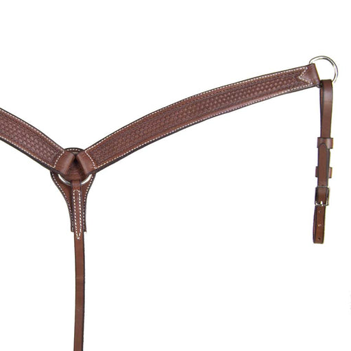 Teskey's 1-3/4" Basket Stamped Breast Collar with Shell Border Tack - Breast Collars Teskey's Heavy Oil  