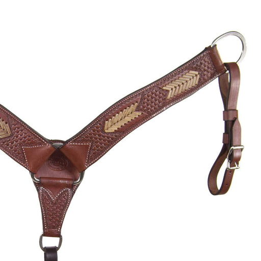 Teskey's Basket Stamped Breast Collar with Rawhide Tack - Breast Collars Teskey's Heavy Oil  
