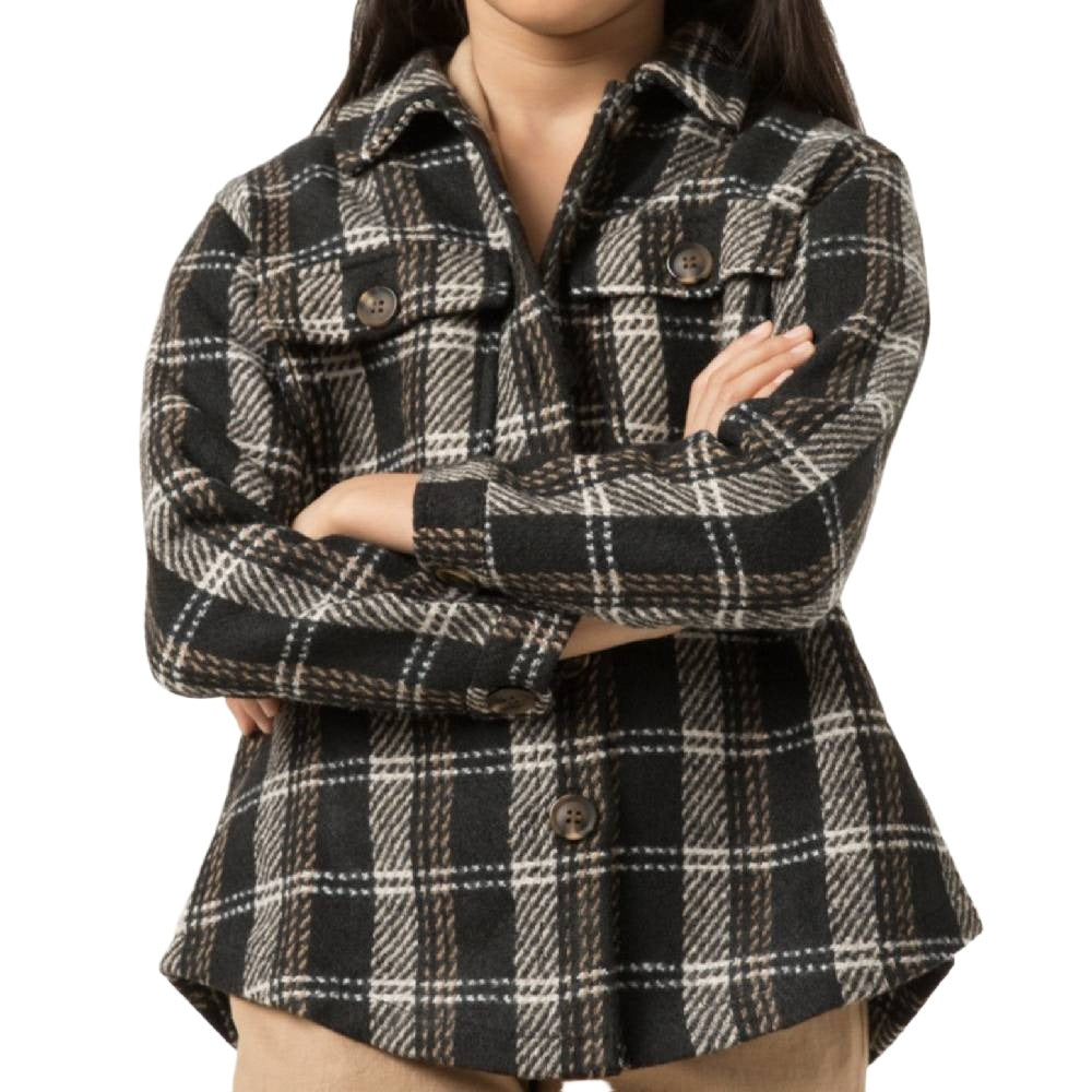 Girls Heavy Plaid Patch Pocket Shacket KIDS - Girls - Clothing - Outerwear - Jackets HAYDEN LOS ANGELES   