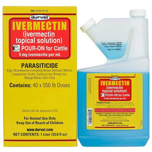 Ivermectin Pour On For Cattle Livestock - De-Wormer Durvet 1L  