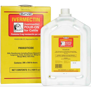 Ivermectin Pour On For Cattle Livestock - De-Wormer Durvet 5L  