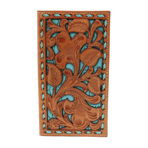 Nocona Floral Turquoise Underlay Rodeo Wallet MEN - Accessories - Wallets & Money Clips M&F Western Products   