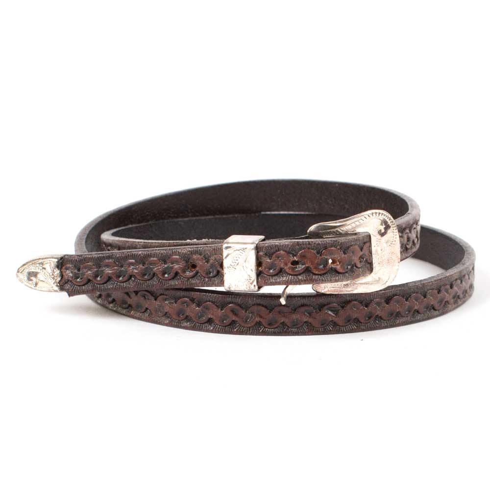 3/8" Leather Tooled Hatband - Brown HATS - HAT RESTORATION & ACCESSORIES M&F Western Products   