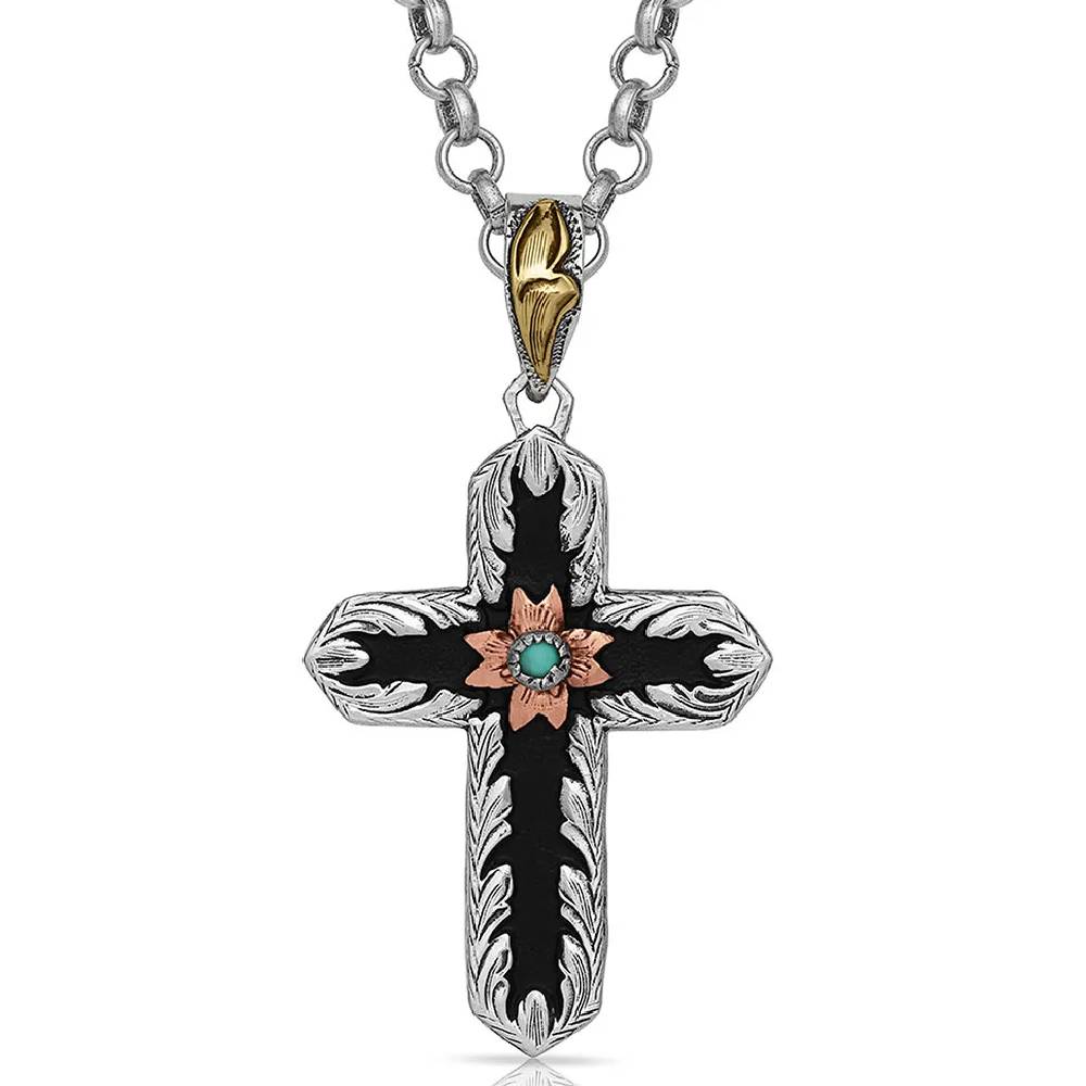 Montana Silversmiths Antiqued Two Tone Radiating Cross Necklace WOMEN - Accessories - Jewelry - Necklaces Montana Silversmiths   