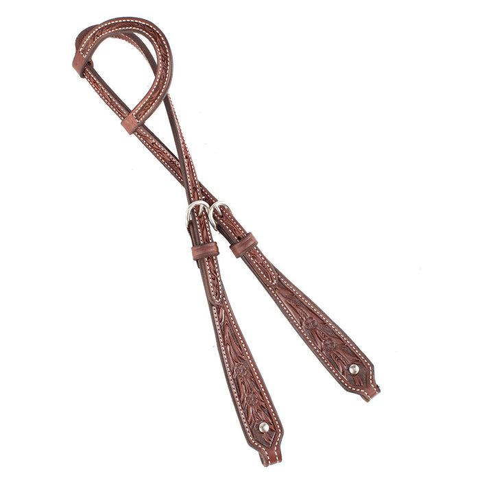 Teskey's Floral Tooled One Ear Headstall Tack - Headstalls Teskey's Heavy Oil  