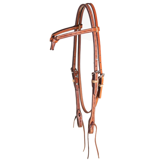 Teskey's Barbwire Crossover Browband Headstall Tack - Headstalls Teskey's Medium Oil