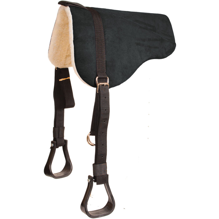 Mustang Faux Suede Bareback Pad With Stirrups Tack - Saddle Pads Mustang Black