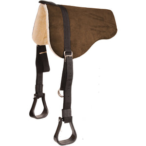 Faux Suede Bareback Pad With Stirrups Tack - Saddle Pads Mustang Brown  