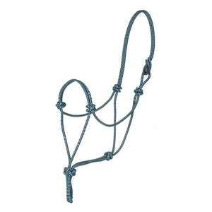 Premium Nylon Rope Halter Tack - Halters & Leads - Halters Mustang Turquoise/Black  