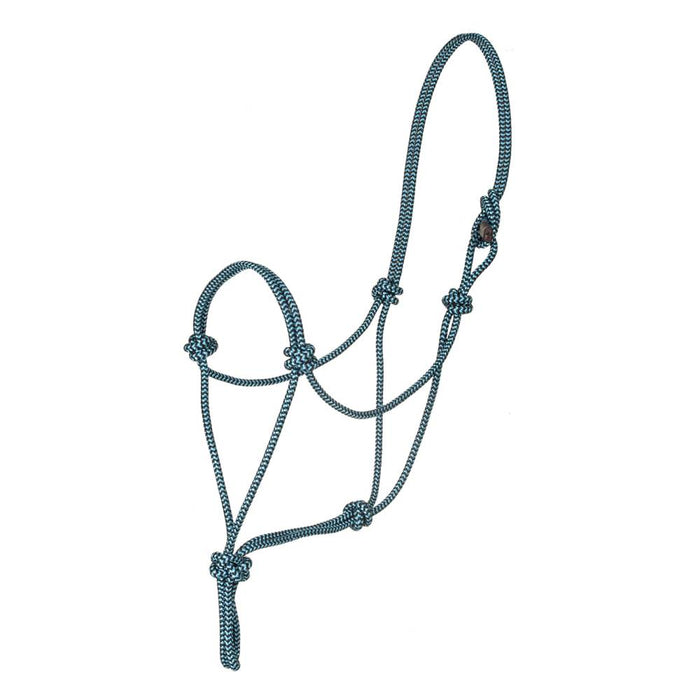 Premium Nylon Rope Halter Tack - Halters & Leads Mustang Turquoise/Black