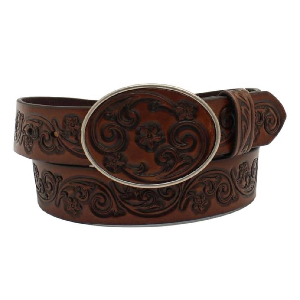Ariat Flower Tooled Oval Leather Buckle Belt- FINAL SALE WOMEN - Accessories - Belts M&F Western Products   