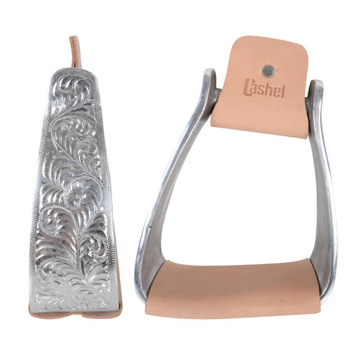 Cashel Engraved Slanted Stirrup Tack - Saddle Accessories Cashel 3" Silver 