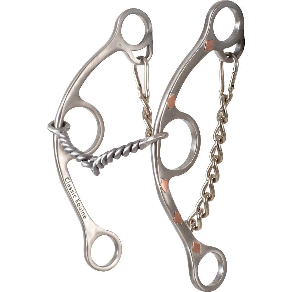 Classic Equine Diamond Long Shank Stainless Steel Twisted Wire Snaffle Tack - Bits, Spurs & Curbs - Bits Classic Equine   