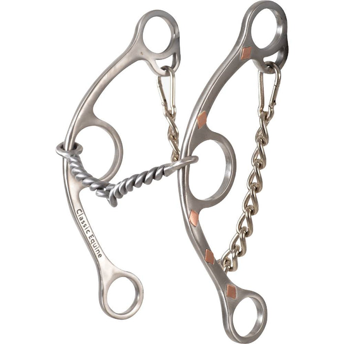 Classic Equine Diamond Long Shank Stainless Steel Twisted Wire Snaffle Tack - Bits Classic Equine   