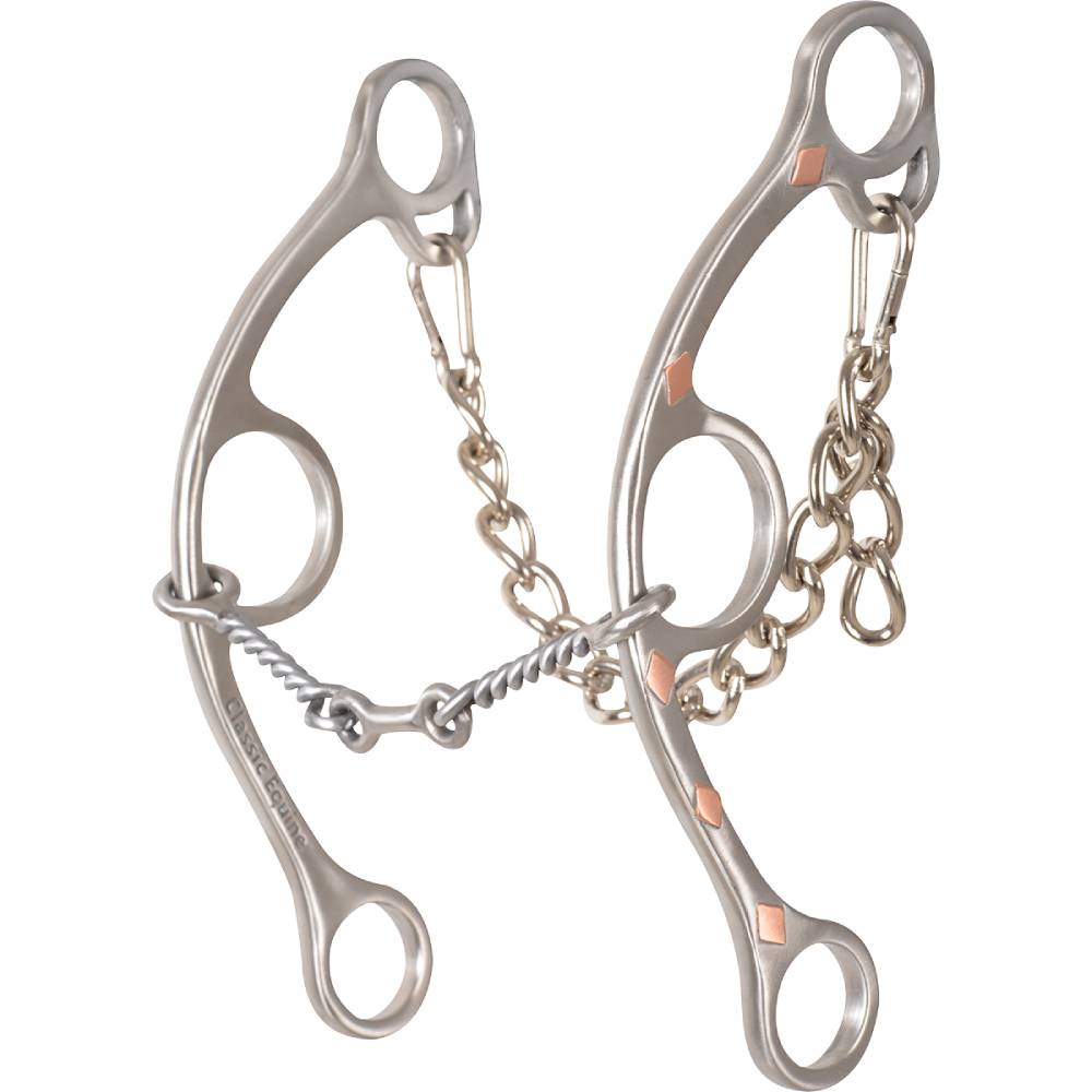 Classic Equine Barrel Bit Long Shank Small Twisted Wire Dogbone Small