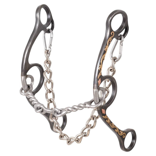 Sherry Cervi Diamond Floral Long Shank II Twisted Wire Dog Bone Bit Tack - Bits Classic Equine   