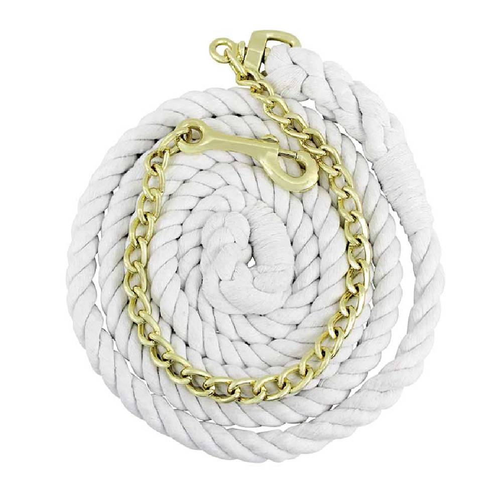 Equi-Sky 5/8" Cotton Lead With Chain Tack - Halters & Leads - Leads Equi-Sky White  