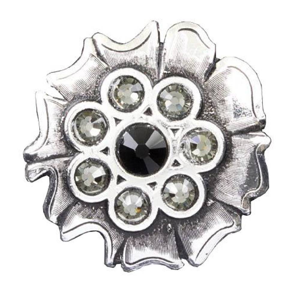 Silver Antique Finish with Black Crystal Center Concho Tack - Conchos & Hardware - Conchos MISC 1" Wood Screw 