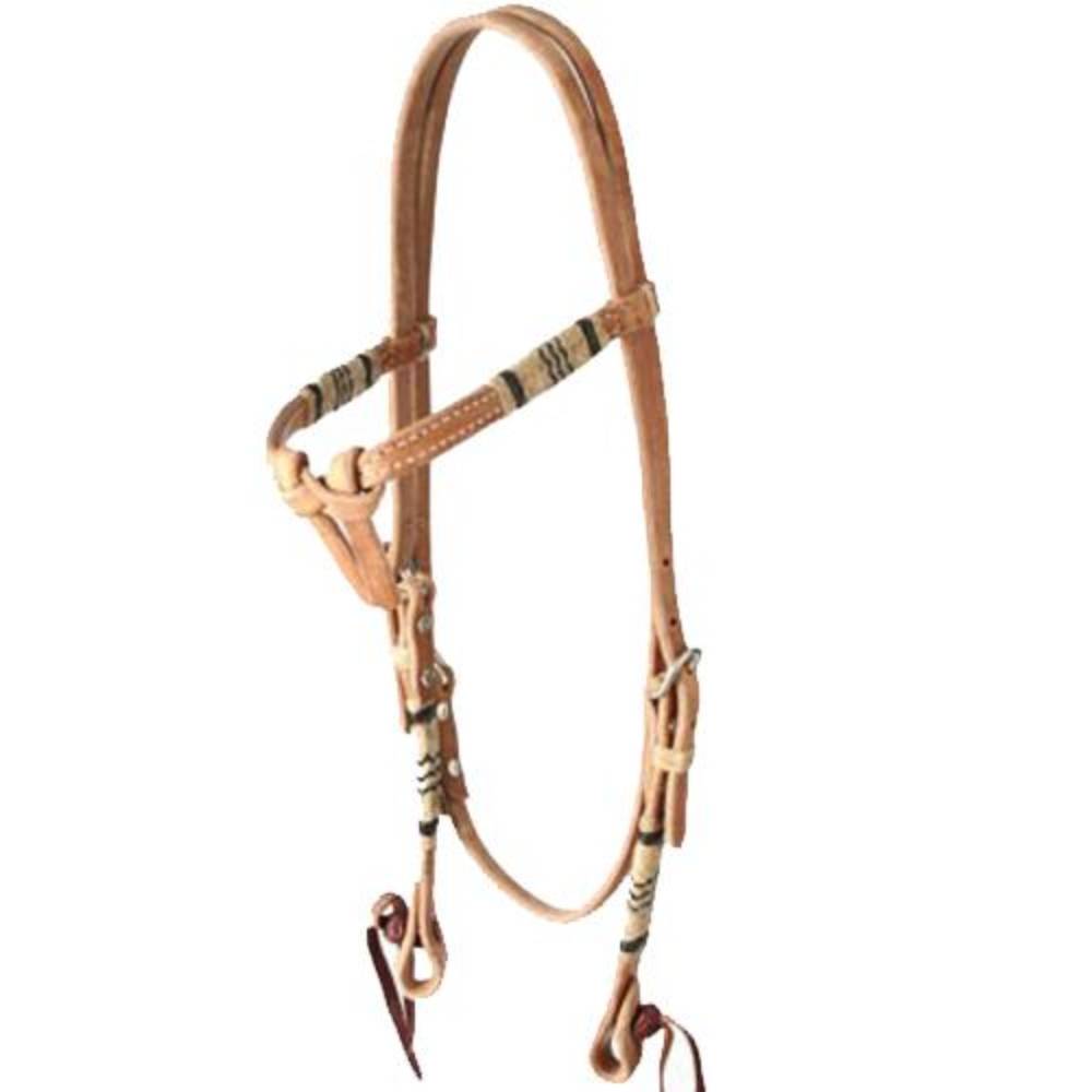 Teskey's Crossover Browband Headstall with Rawhide Accents Tack - Headstalls Teskey's Natural  